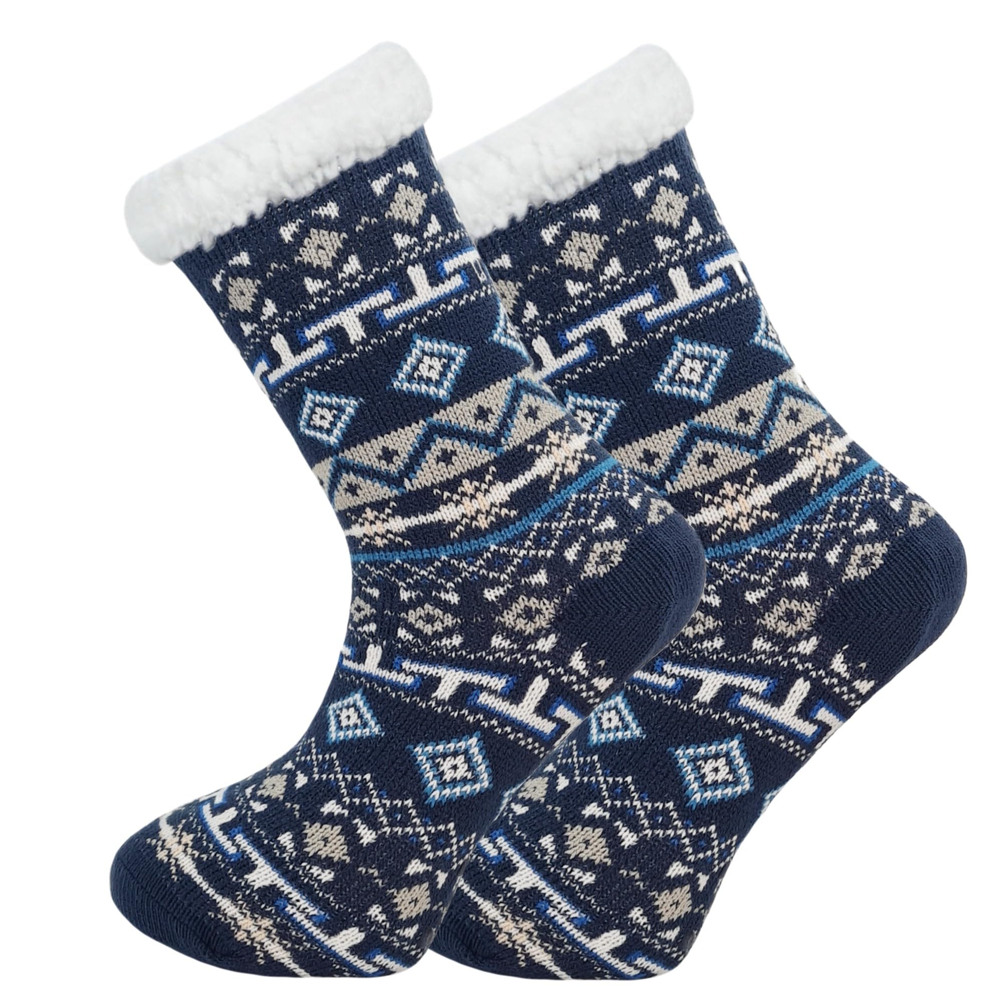 Sock-Tec Men's Design 5 Thermal Socks 4.8 Tog Sherpa Fleece Lining Winter Warm Thick Gripper Sole Socks Adults 6-11 (Uk, Numeric, 6, 11, Regular, Regular, )