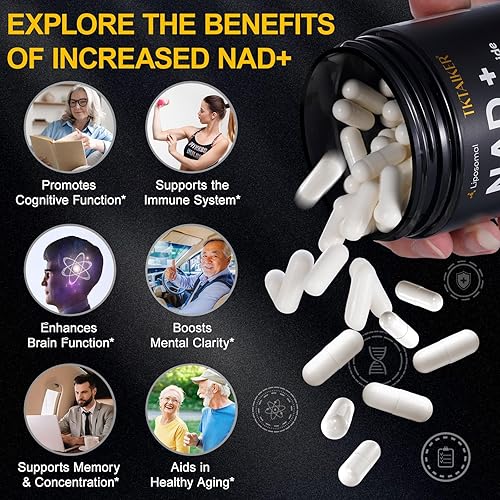 Miniatura 4 de Suplemento NAD, suplemento de resveratrol NAD + ribósido de nicotinamida, NMN alternativa liposomal NAD+ para mujeres y hombres, apoya la salud