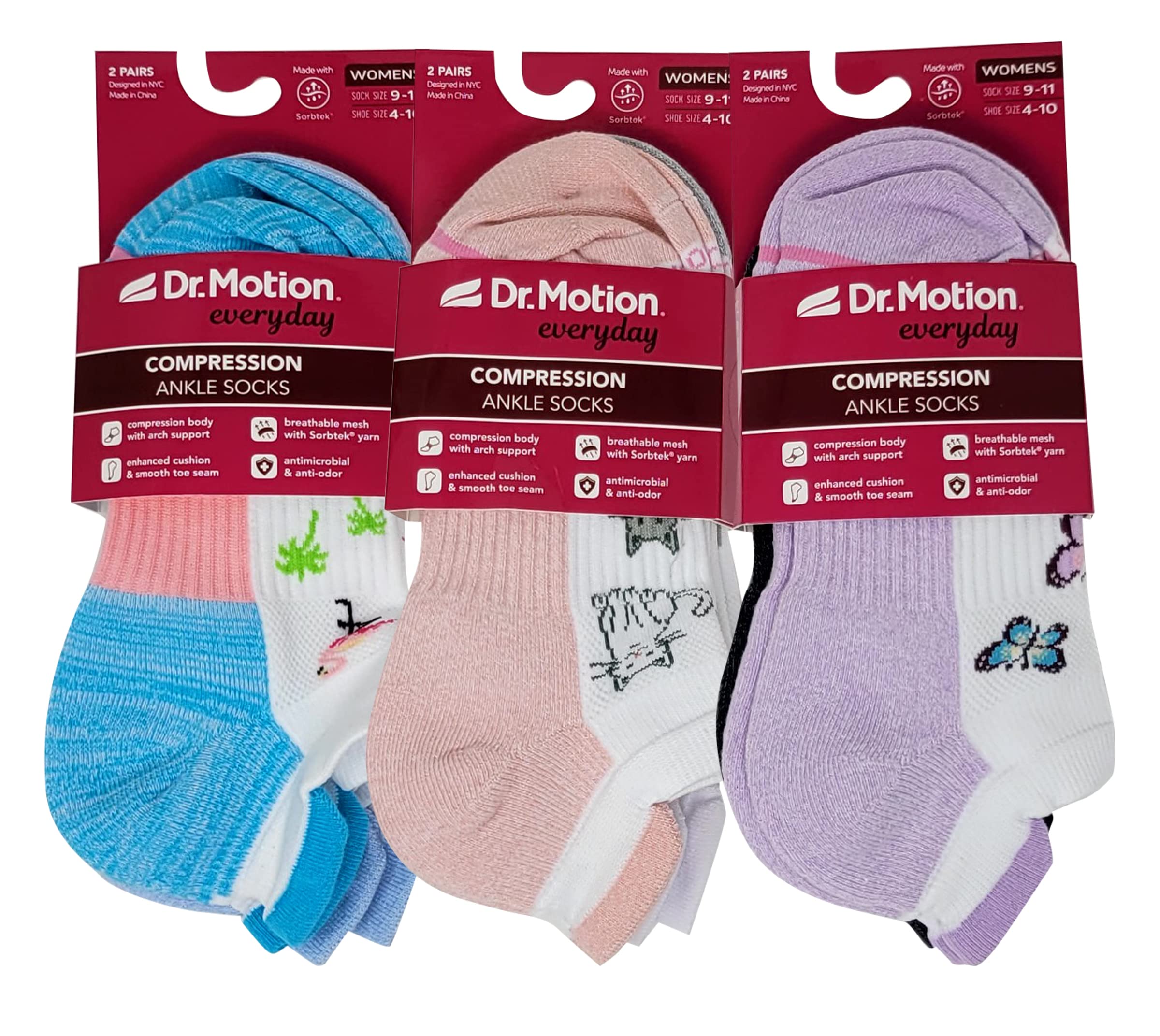 Motion Dr - Calcetines tobilleros de compresión para hombre y mujer, 6 unidades