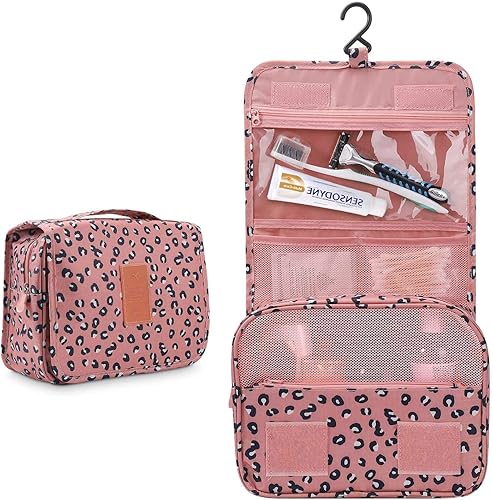 Miniatura 35 de Trawila Neceser colgante de viaje, bolsa de cosméticos, organizador de maquillaje para hombres y mujeres con gancho resistente, Flamenco azul