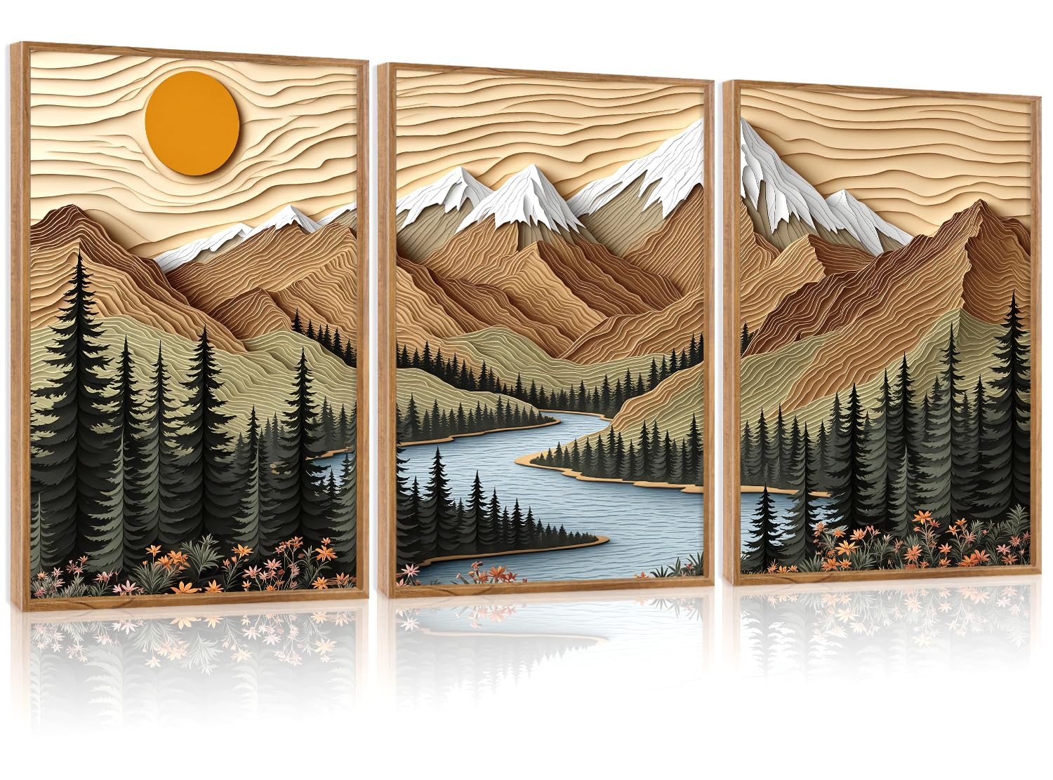 CHDITB Mountain Frame Canvas Wall Art, Nature themed office Wall Decor, country Scenic Art Spiritual Wall Painting, Vintage national park Mountains forest Art Prints for Living Room, Bedroom 16"x24"x3 — view 162