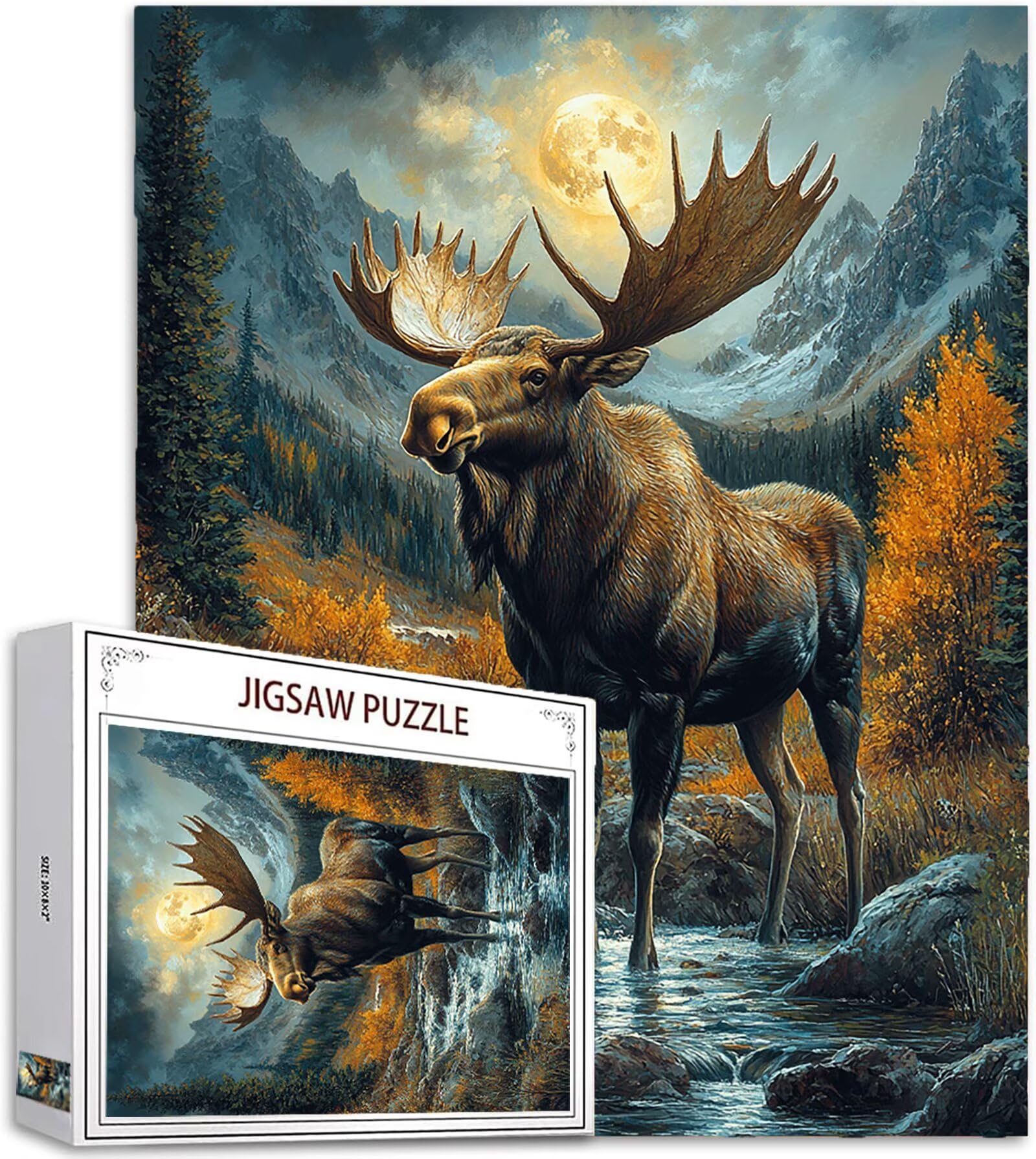 Jeleń Puzzle 3000 sztuk, 5D DIY Puzzle Zwierzę Puzzle 14 Lat Dorośli i Początkujący Układanka Puzzle z pudełkiem prezentowym, Gry Relaks i inteligencja, wystrój pokoju na ścianę, 122 x 81 cm, Model696