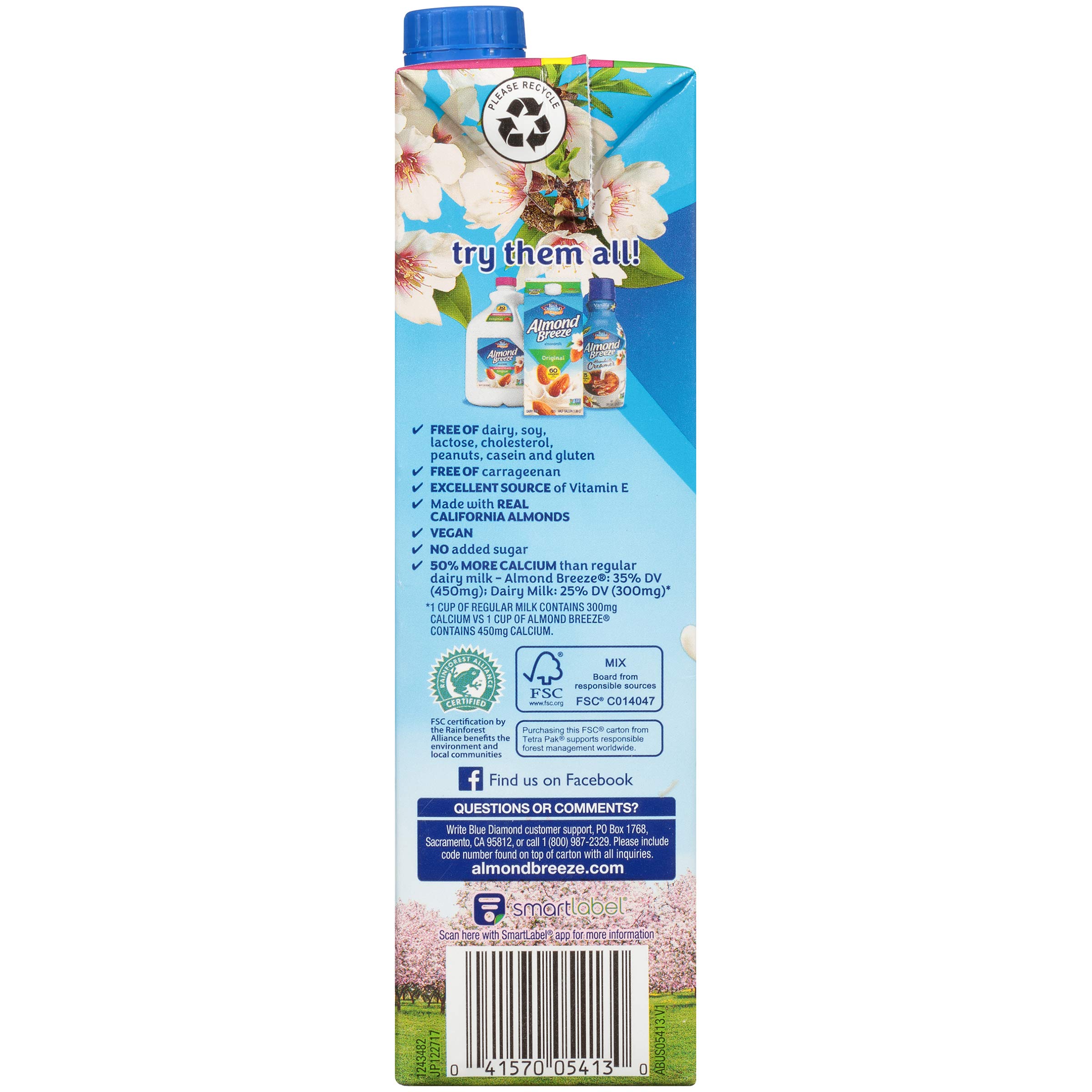 Almond Breeze Dairy Free Almondmilk, Unsweetened Original, 32 FL OZ