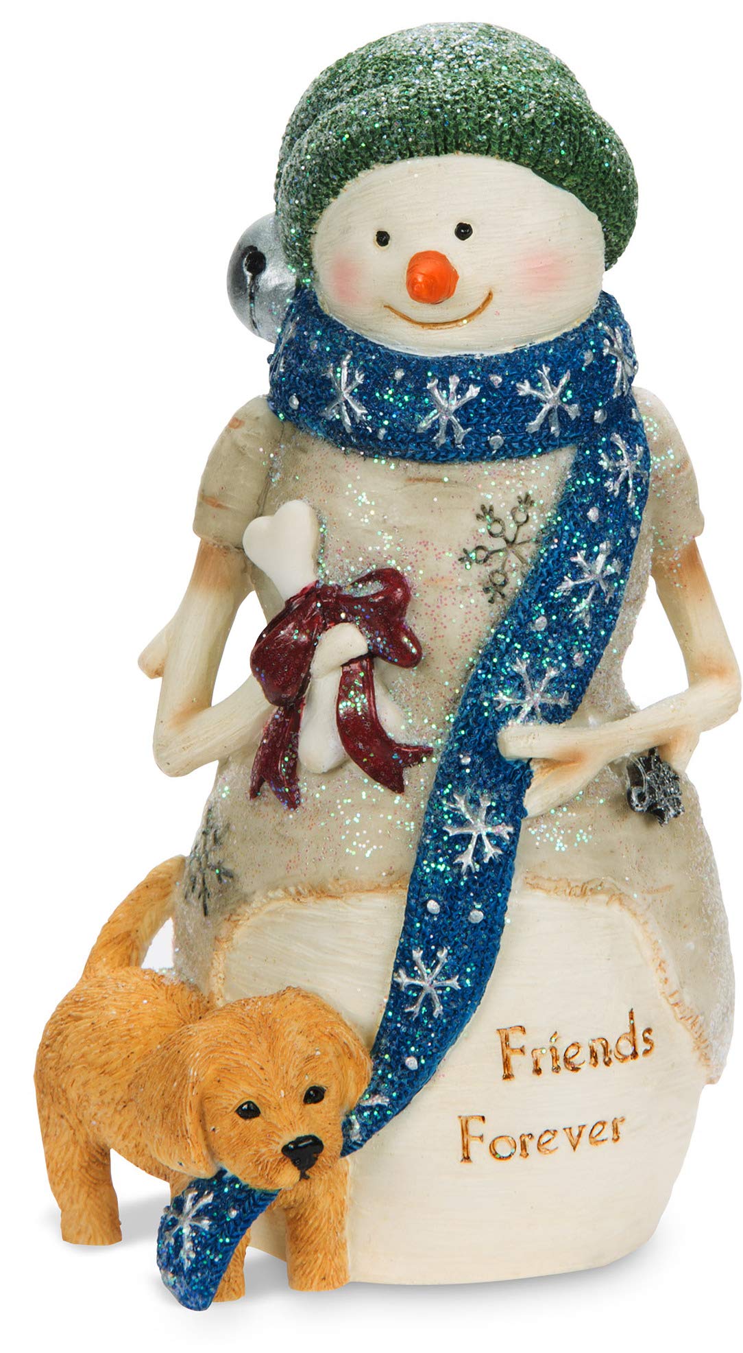 Pavilion Gift Company The Birchhearts-Friends Forever Snowman Figurine with Puppy 4.5 Inch, Resin, White, 4.5"