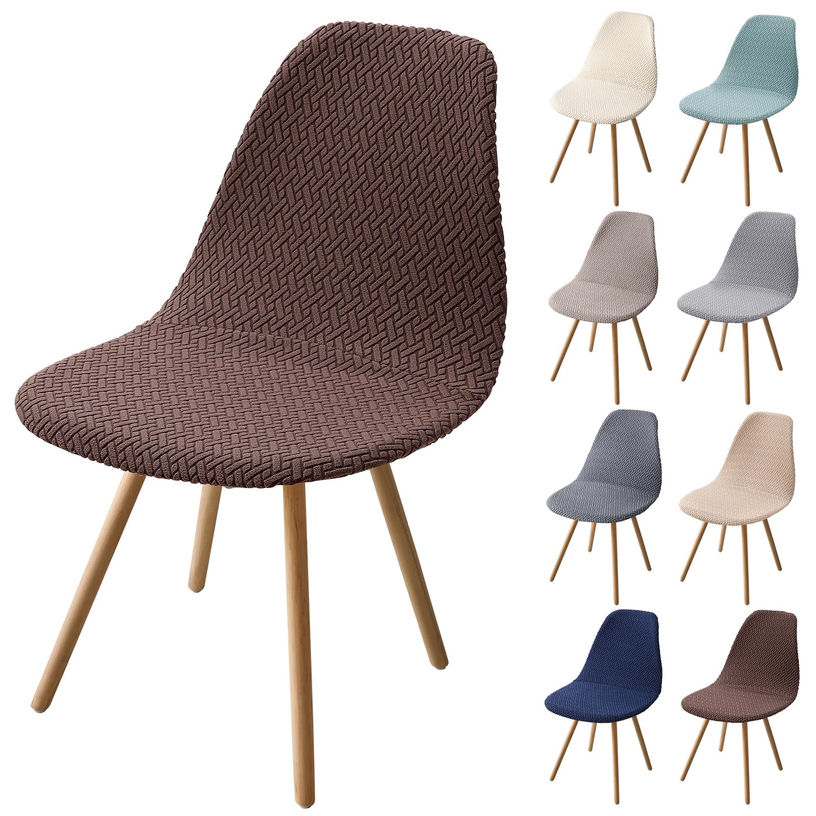 Fuloon Shell Dining Chair Covers, Mid Century Modern Chair Slipcover, Jacquard Elastic Dining Chair Covers, Washable Removable Chair protector for Dining Room, Kitchen, Restaurant, Hotel