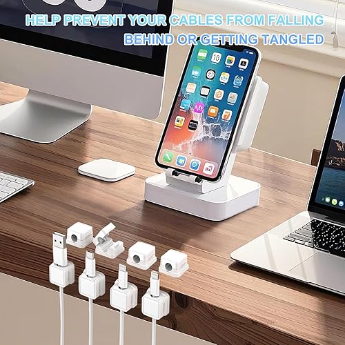 Miniatura 3 de Paquete de 8 soportes organizadores de cables, organizador de cables adhesivo fuerte para escritorio, mesita de noche, automóvil, oficina, organiza