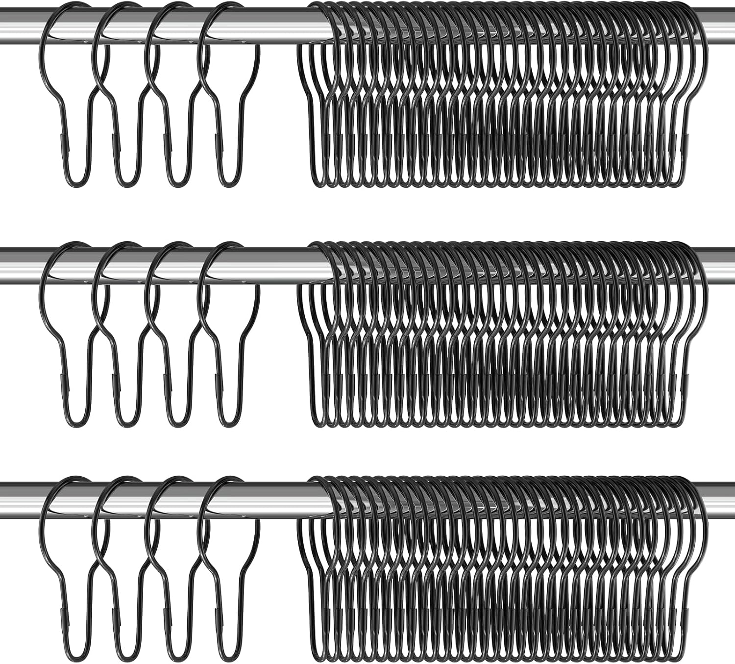 Geetery 150 Pcs Metal Shower Curtain Hooks Rust Proof