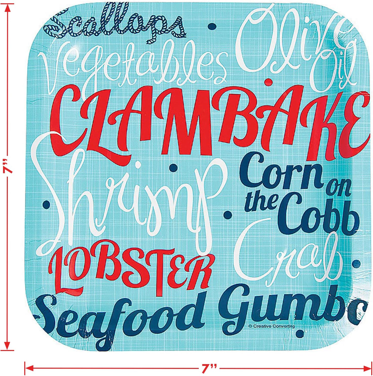 HOME & HOOPLA Seafood Party Clam Bake Cajun Lobster Boil Paper Dessert Plates and Lunch Napkins (Serves 16)