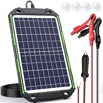 Sun Energise 10W 12V Solar Battery Charger Maintainer PRO, Built-in Smart MPPT Charge Controller, Waterproof 10 Watt 12 Volt Solar Panel Trickle Charging Kits for Car Auto Boat RV Marine Trailer