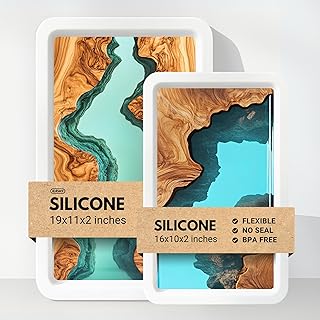 Alaskey® Large Premium Rectangular Resin Table Silicone Mold 16"x10" and 19"x11" | Durable, Reusable, No Seal Required | Large Epoxy Resin Mold for DIY River Table, Coffee Table, Cutting Board Crafts