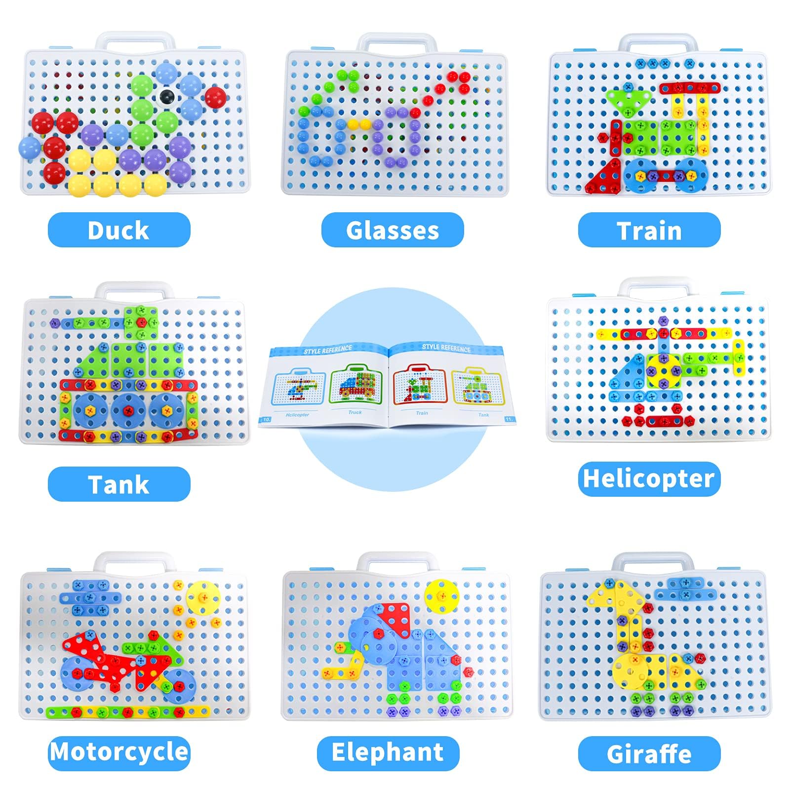 Juguetes Niños 3 Años-Herramientas Juguete Educativos 3 Años Puzzles 3D Construccion Manualidades Niños con Taladro Eléctrico Regalo 3 4 Años Juegos de Mesa 224 PCS