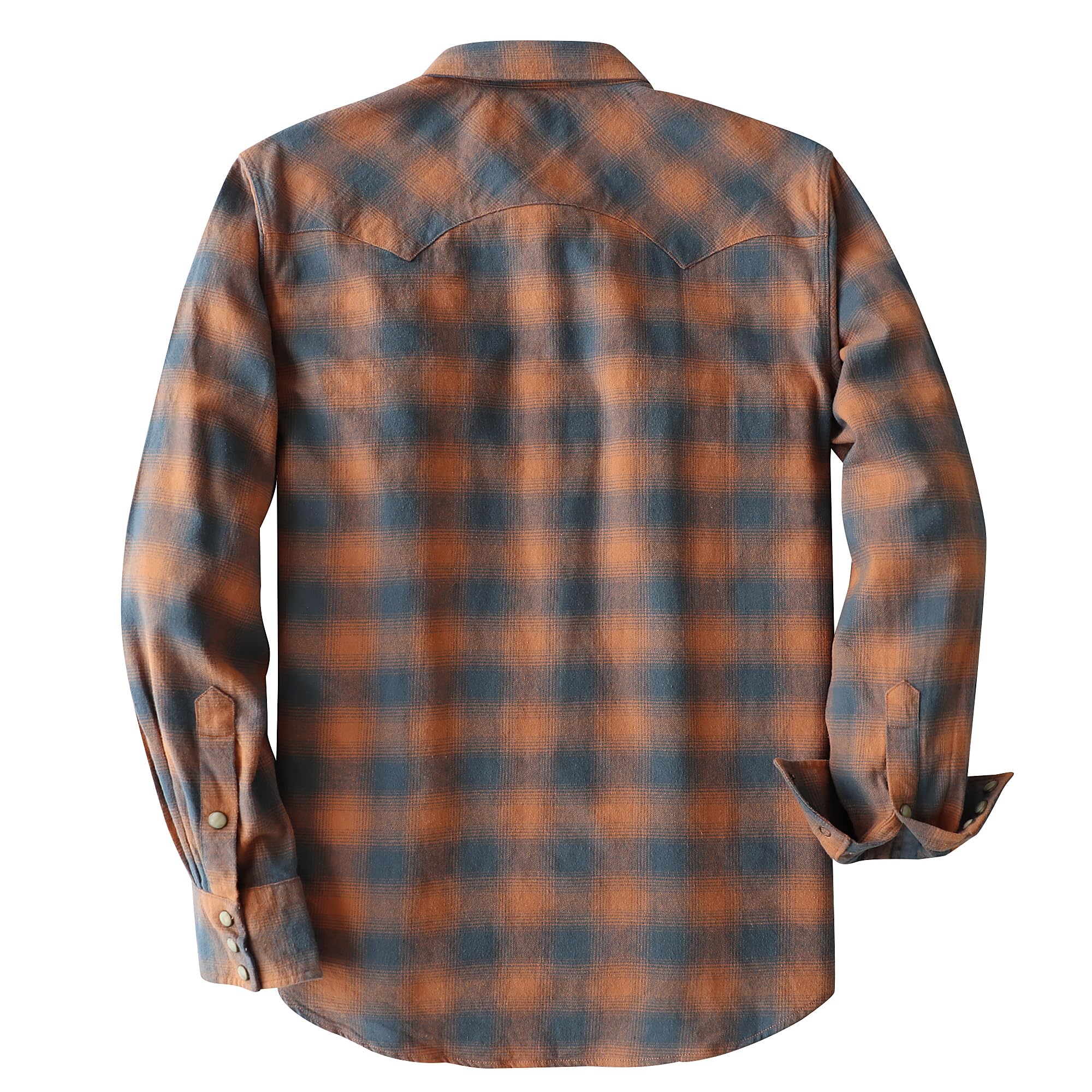 Dubinik® 6.3 oz Camisa Franela Hombre Western de Manga Larga Snap Botón Plaid Camisa Casual Comfort Soft Cotton