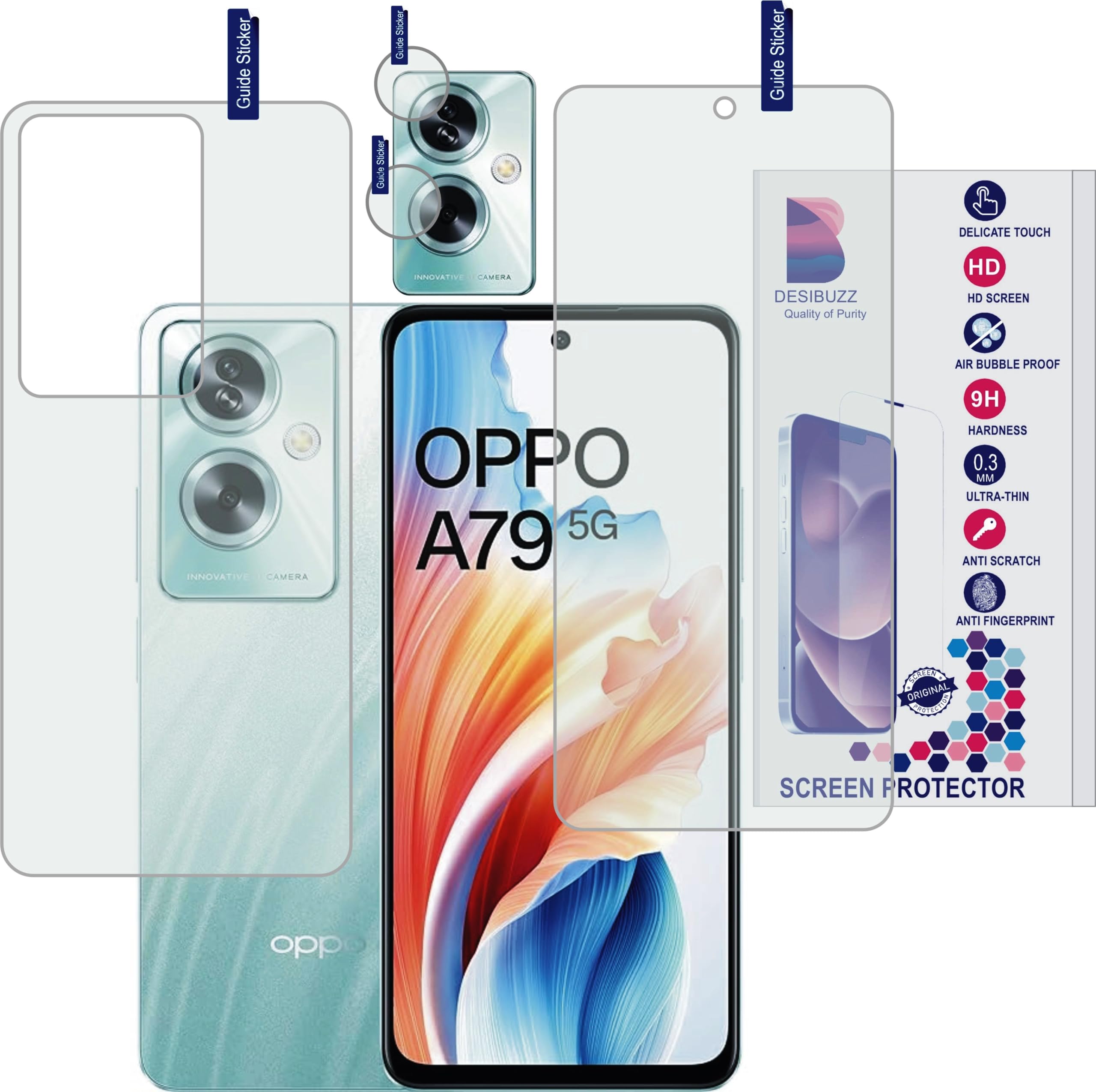 Oppo A79 5G Front And Back Screen Protector with Camera Lens (9H Flexible Not A Tempered Glass) (B0D227YDM9) Amazon Price History, Amazon Price Tracker
