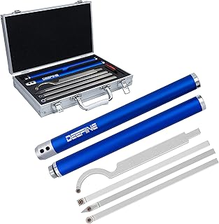 DEEFIINE Carbide Tip Wood Lathe Turning Tool Kit, Lathe Roughing and Finishing Hollow Tool Interchangeable Aluminum Alloy Handle with Diamond Round Square Carbide Blade (Aluminum Alloy Handle)