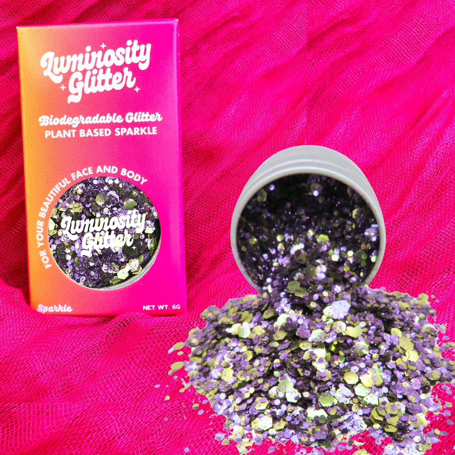 Luminosity Glitter Purple and Gold Eco Glitter Blend, Biodegradable Glitter for Face Body, Hair, Nail Art - Image 4