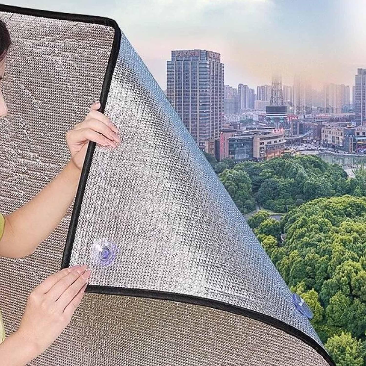 Aluminium Insulation Foil,Window Film Heat Reflector,Blackout Window Cover,No Glue NO Stick(Black,100x100cm/39.4x39.4in)