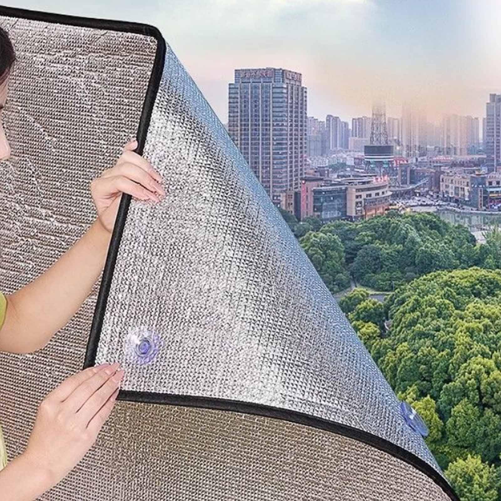 Film Protection Solaire Fenêtre - Anti-UV, 100% Opaque, Ventouses - 75x105cm Gris