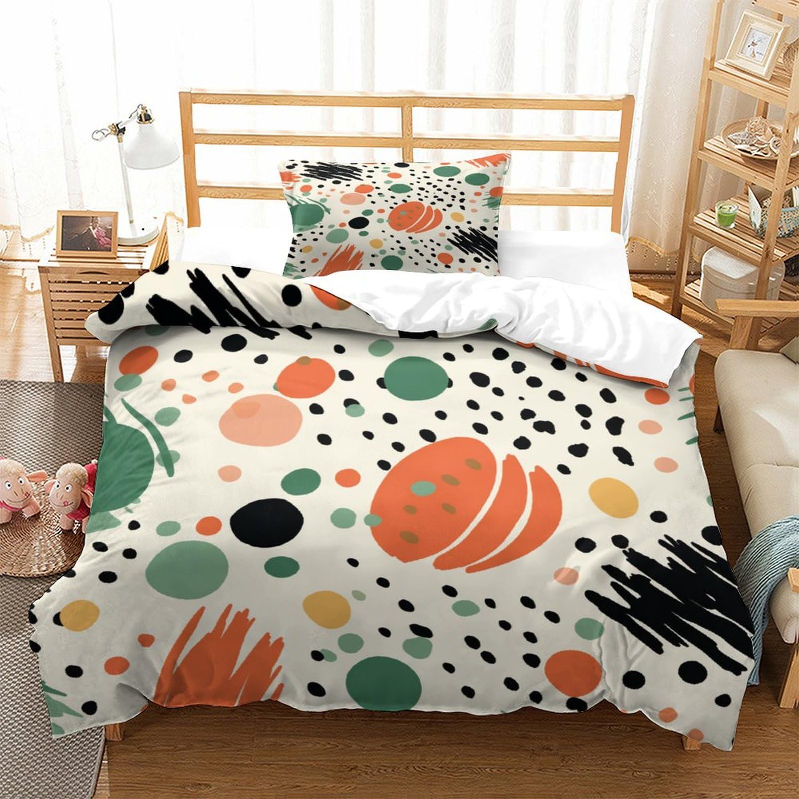 P1S9U7W5Y 3D Printed Abstract Polka Dot Microfiber Duvet Cover Set 3pcs Abstract Circles Bedding Set Single