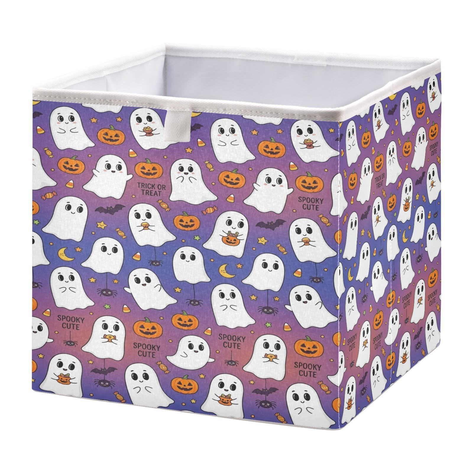 Ewusp Halloween Boo Cube Storage Boxes 28x28 cm Foldable Closet Organiser Bin Holiday Basket Baby Basket for Nursery Bedroom Office
