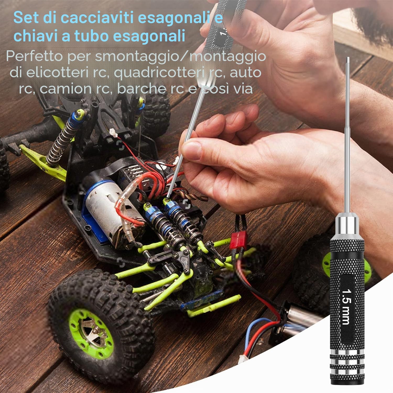Set di utensili per cacciavite esagonale RC: 16 Kit 4 cacciaviti esagonali 8 cacciaviti 4 pezzi Kit strumenti di riparazione per chiavi a dado elicottero RC FPV Drone Aereo auto