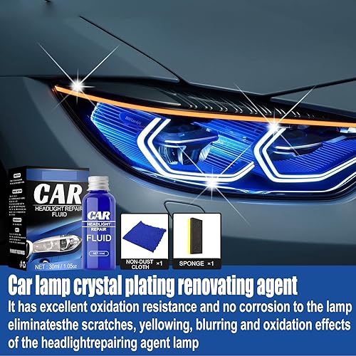 Miniatura 5 de XIRUJNFD Líquido de reparación de faros delanteros, kit de restauración de faros delanteros, kit de limpiador y restaurador de faros delanteros,