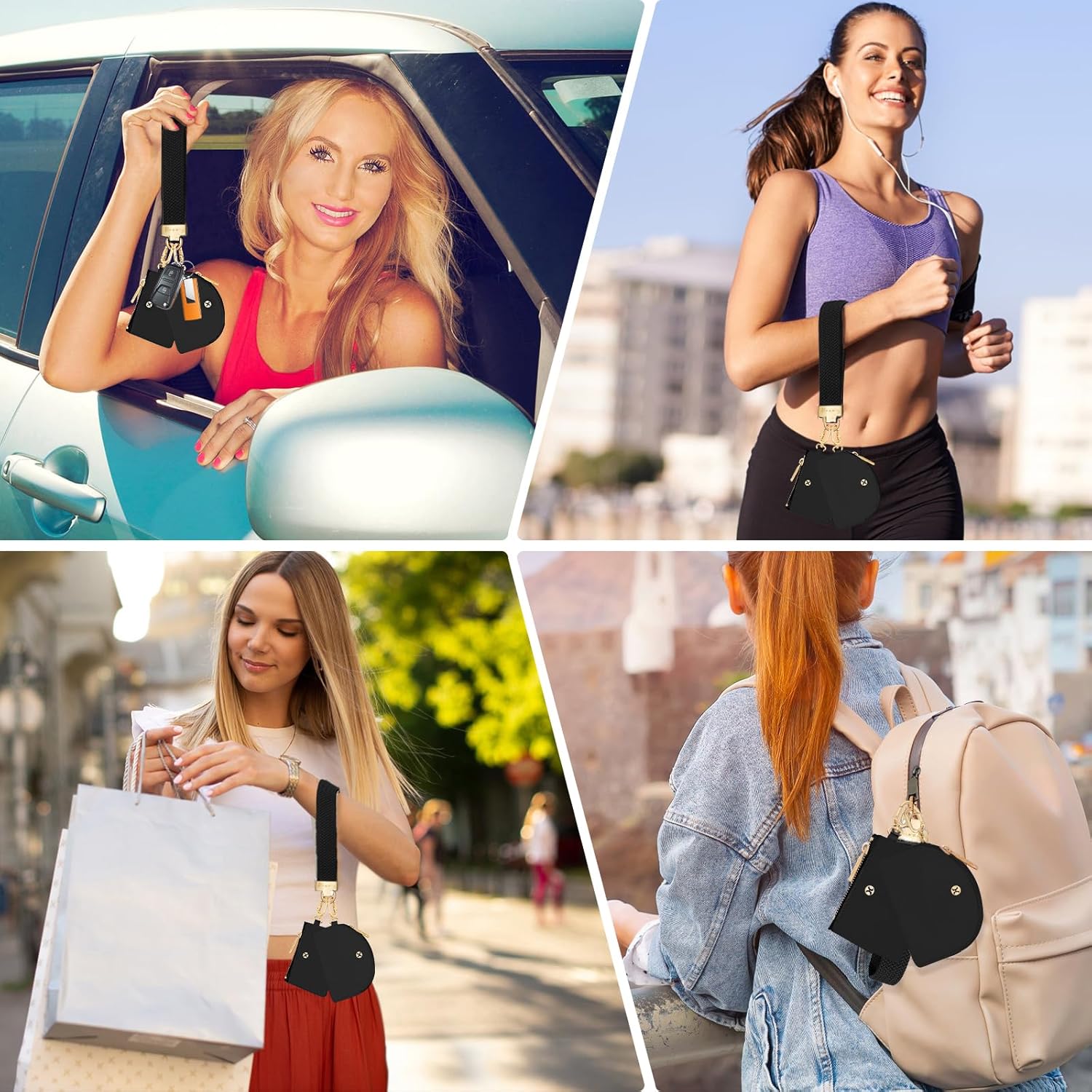 Keychain Wallet, Detachable Dual Pouch Wristlet Wallets for Women Men, Portable Mini Zip Around Small Wallet Coin Purse - Image 8