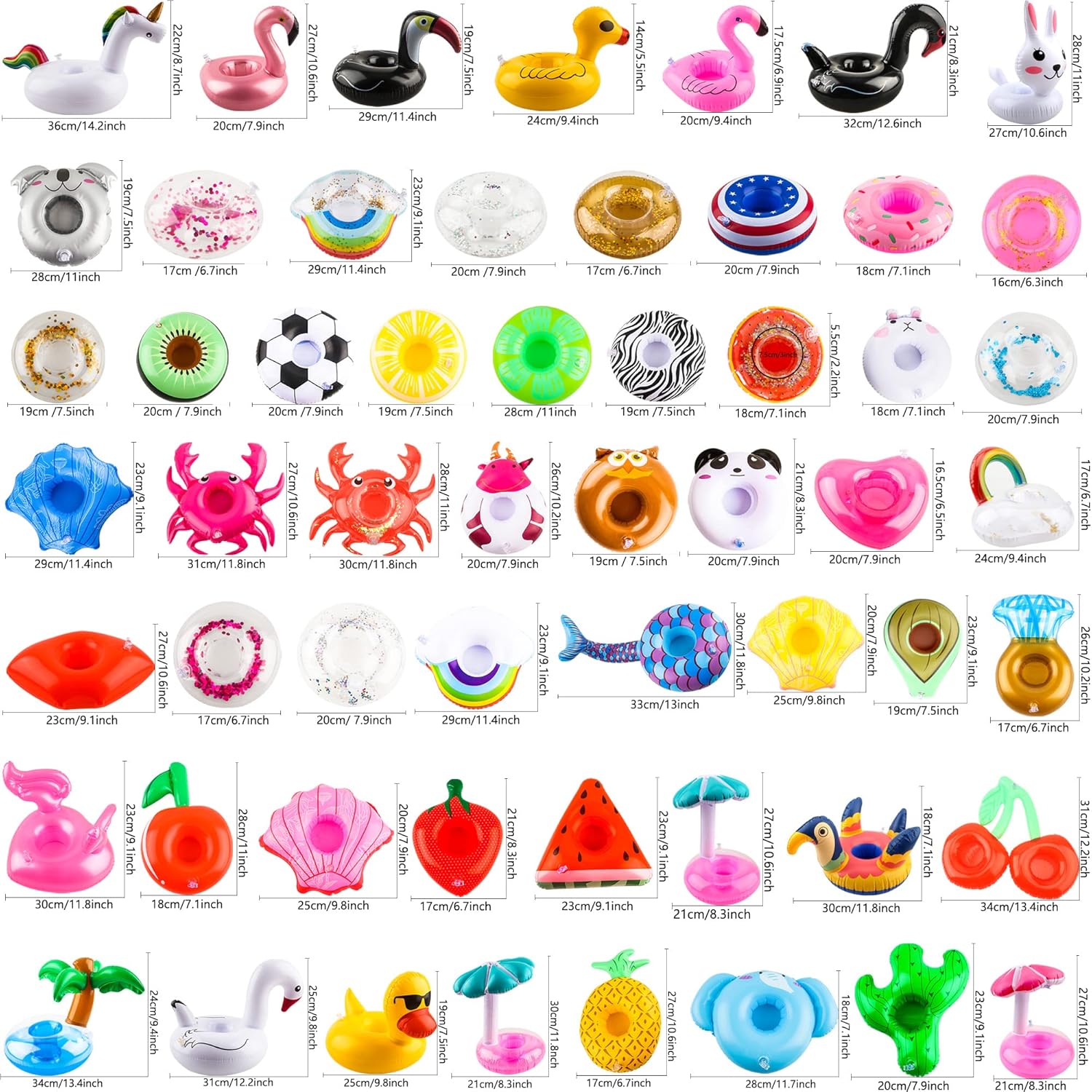 60 Pack Inflatable Drink Holders Inflatable Pool Cup Coasters Inflatable Drinking Cup Holder with Air Pump for Swimming Pool Beach Holiday Party Supplies
