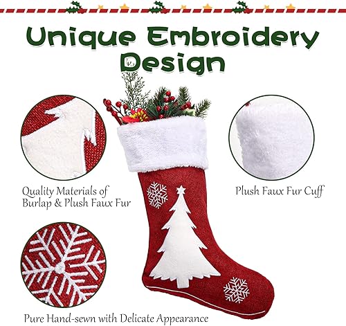 Miniatura 6 de Paquete de 2 medias navideñas de arpillera, color rojo