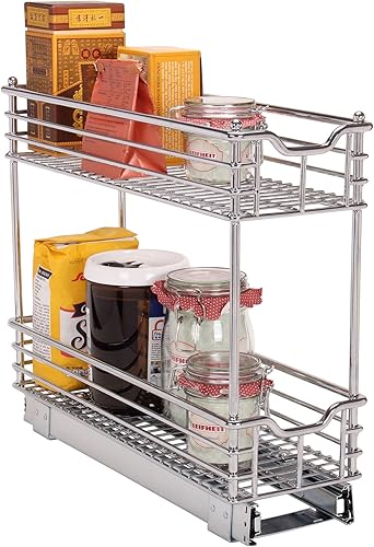 Vista 92 de Household Essentials Glidez - Organizador multiusos de acero cromado extraíble y deslizante para utensilios de cocina y utensilios para hornear