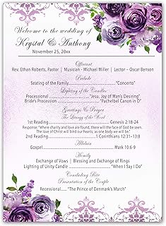100 Wedding Programs Personalized Purple Floral