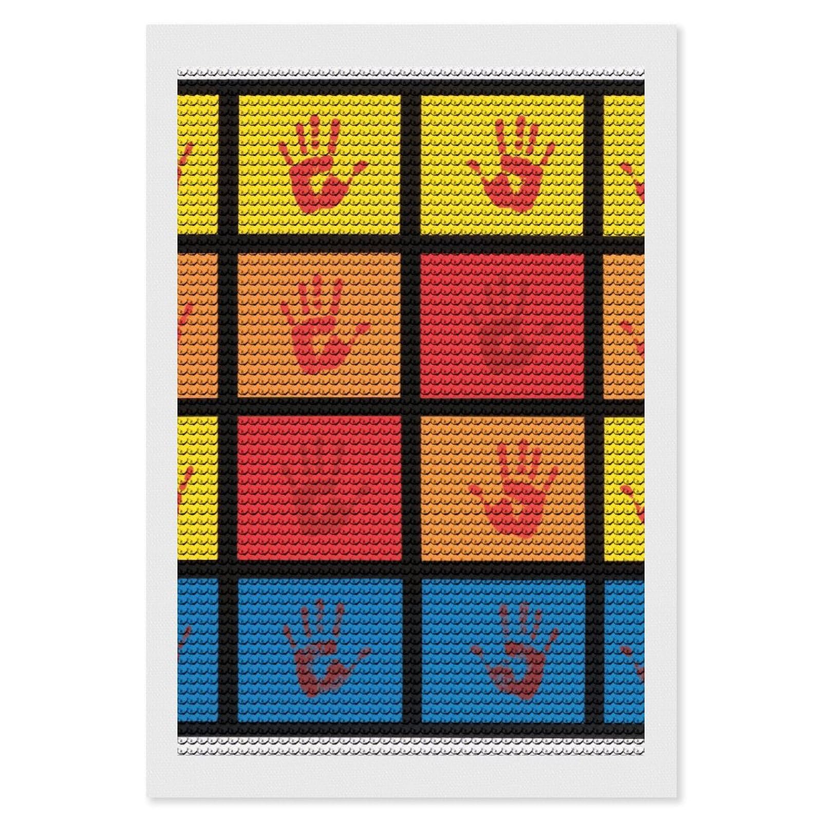 FodPand Handprints 5D Diamond Painting Kits for Adults Beginners Full Drill Round Diamond Dots Pictures Gem Art Supplies for Home Wall Room Decoration DIY Craft Set Gift 8x12
