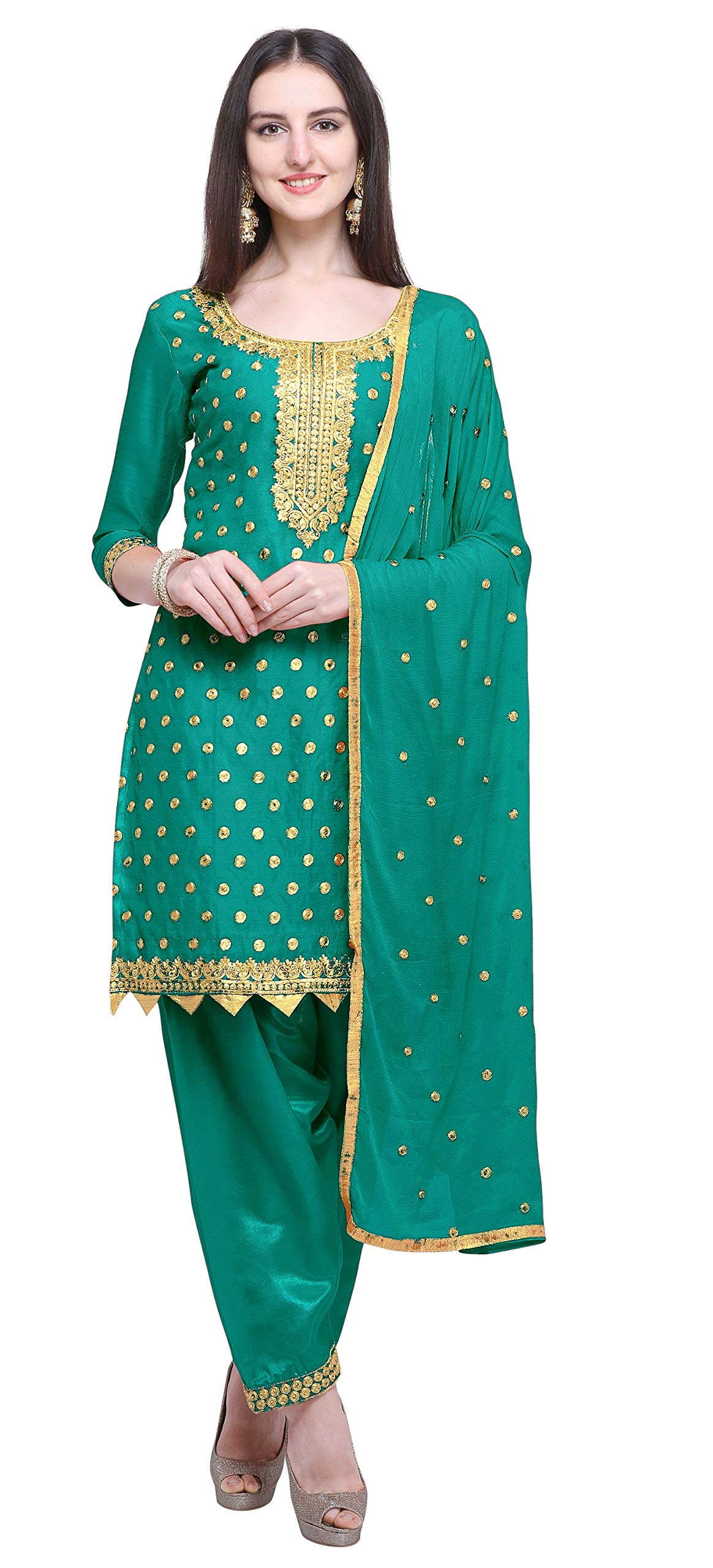 Ethnic JunctionWomen's Cotton Silk Bandhani Print Unstitched Salwar Suit Dress Material