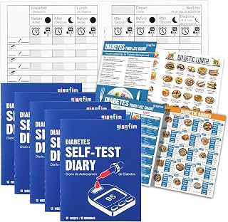 chiazllta 10 PCS Diabetes Blood Sugar Log Book & 2 Diabetes Food Chart & 2 Meal Planner Blood Sugar Log Book Pocket Size 3*4 Inch Mini Glucose Daily Journal Diabetes Self Test Diary at Each Meal(10)
