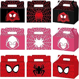 18 PCS Spider Birthday Party Favor Boxes Spider Hero Party Candy Gift Boxes Miles Morales Goodie Boxes for Spider Themed Birthday Party Decorations