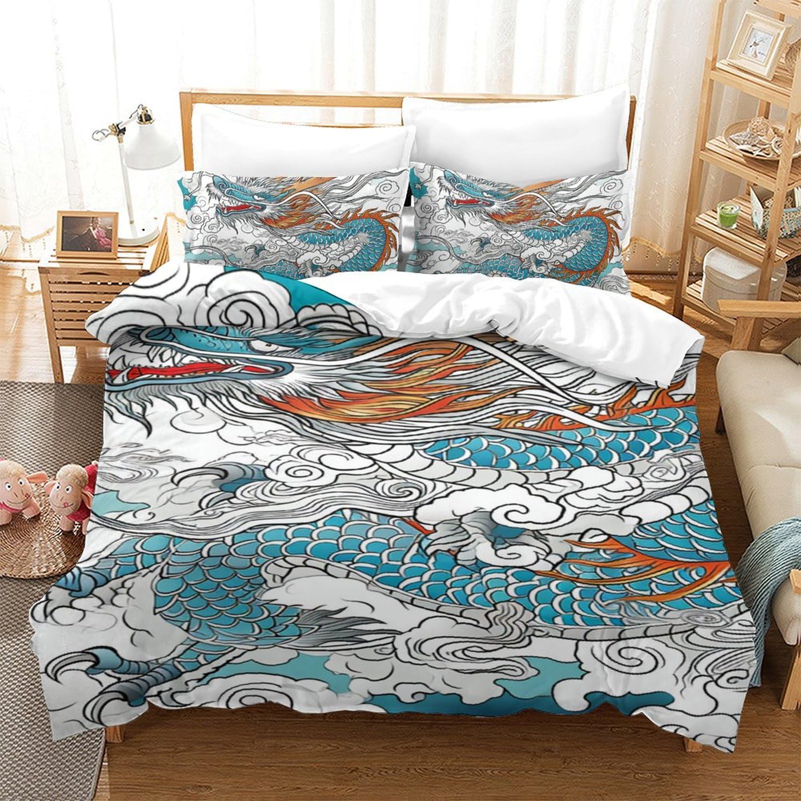 Housse de couette dragon 3D lit enfant pour une chambre fantastique
