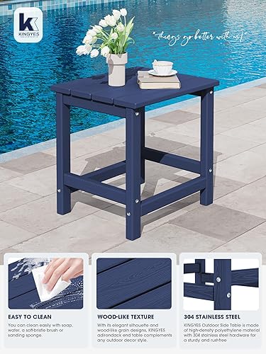 Miniatura 10 de KINGYES Mesa auxiliar doble, mesa auxiliar Adirondack, color gris