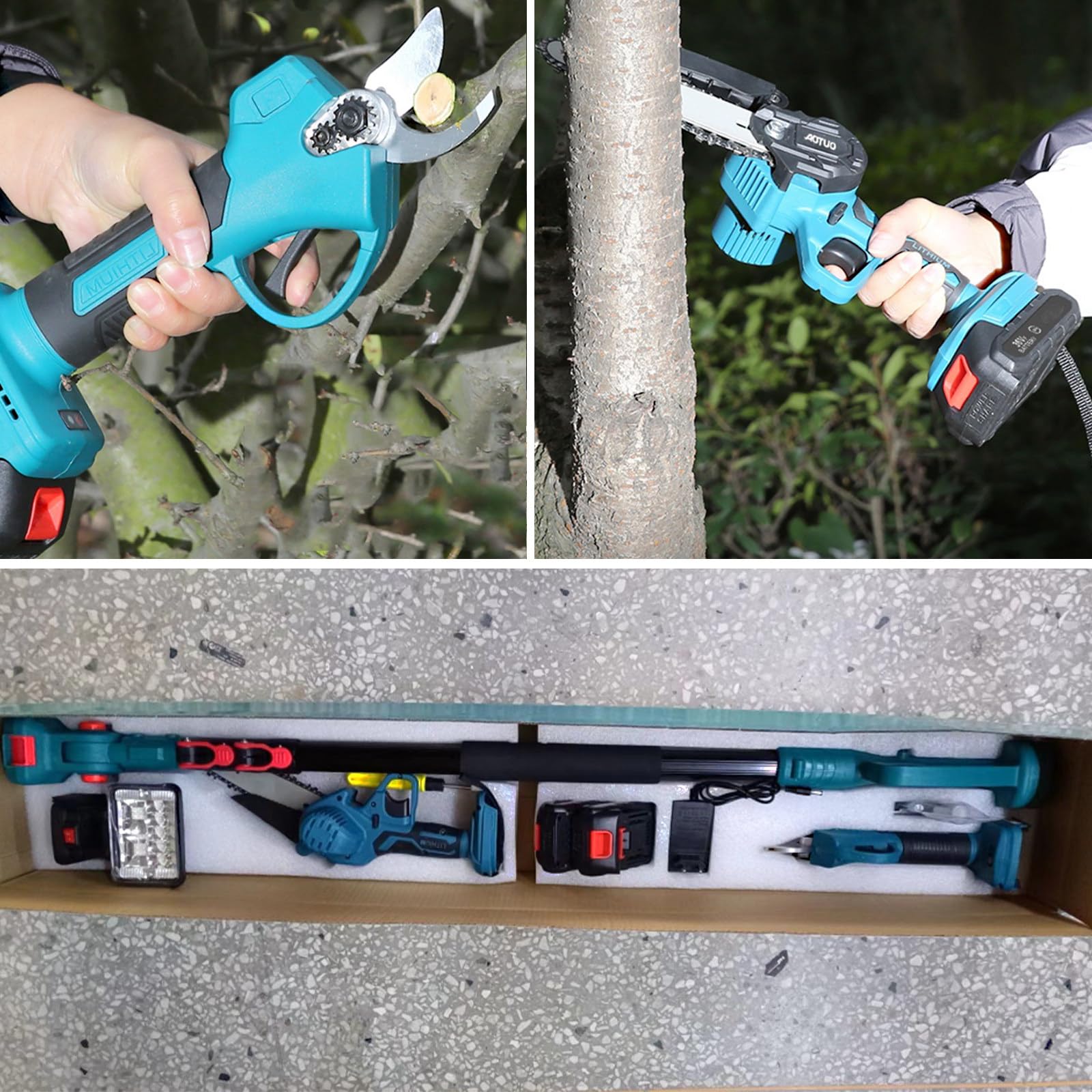 Elektryczny Sekator Ogrodowy Z Wysuwaną RąCzką, śRednica CięCia 40 Mm, 13,12 Ft Maks. ZasięG, Zestaw PiłY Na Tyczce, Do GałęZi, Elektryczne NożYce Do Przycinania