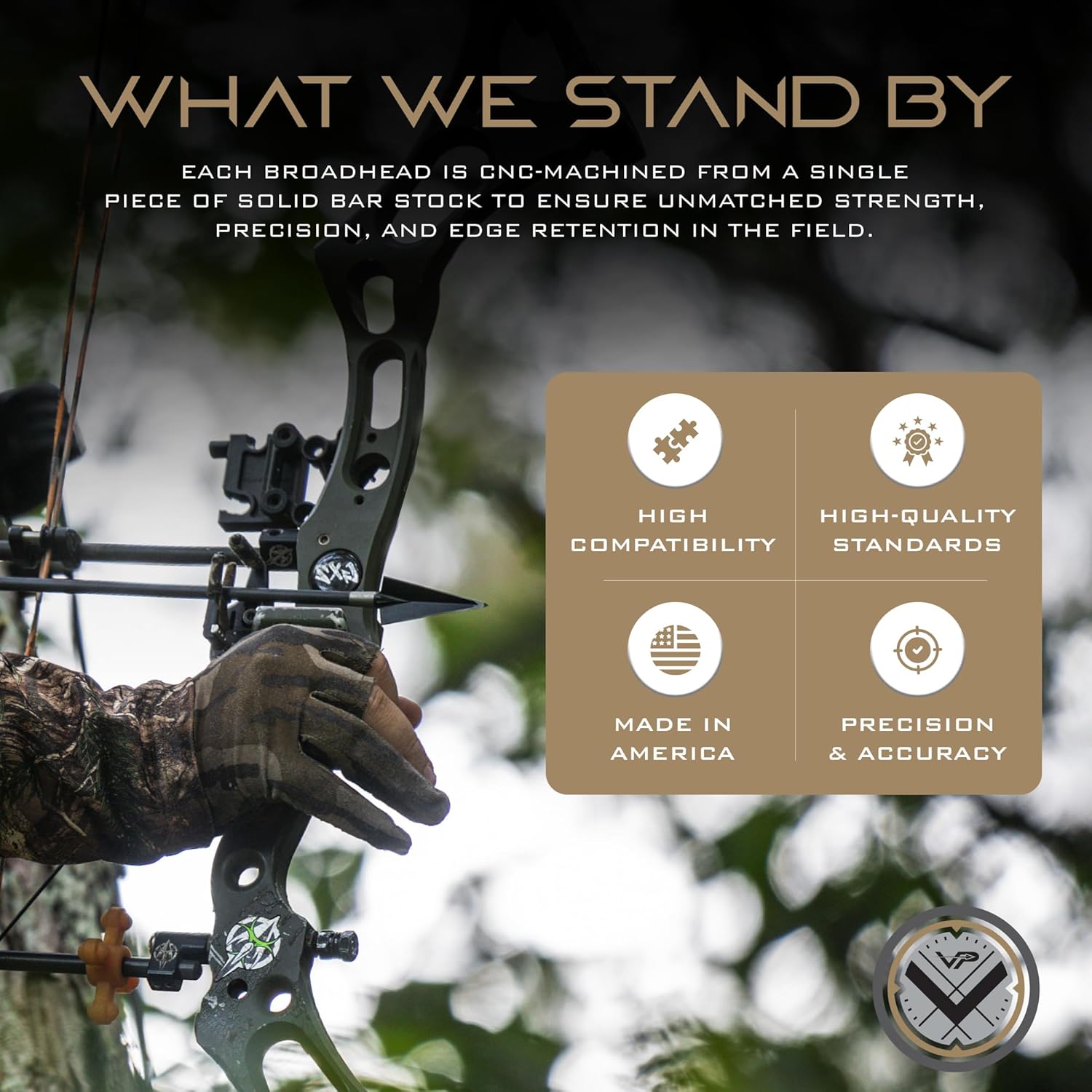 VPA 1 1/4" 3-Blade Broadhead, Screw-in, 1045 Carbon Tool Steel 50-52 Rockwell, 3 Pack, Made in The USA