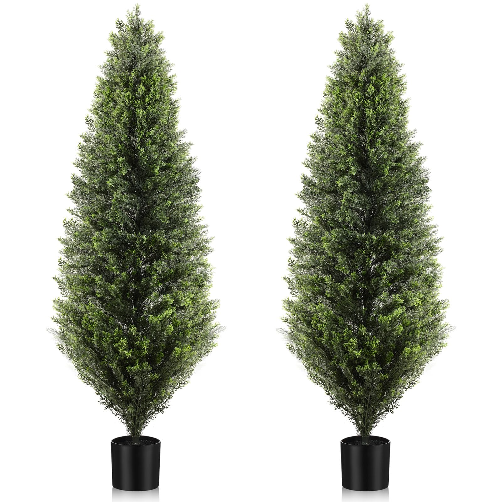 Riceshoot 2 Pcs 6ft Artificial Cedar Topiary Trees for Outdoor Artificial Plants Faux Pine Tree UV Resistant Potted Fake Plants Shrub Bushes for Porch