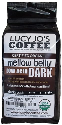 Miniatura 4 de Lucy Jo's Coffee, Sumatra orgánico, bajo en ácido, tostado oscuro, grano entero, 11 oz.