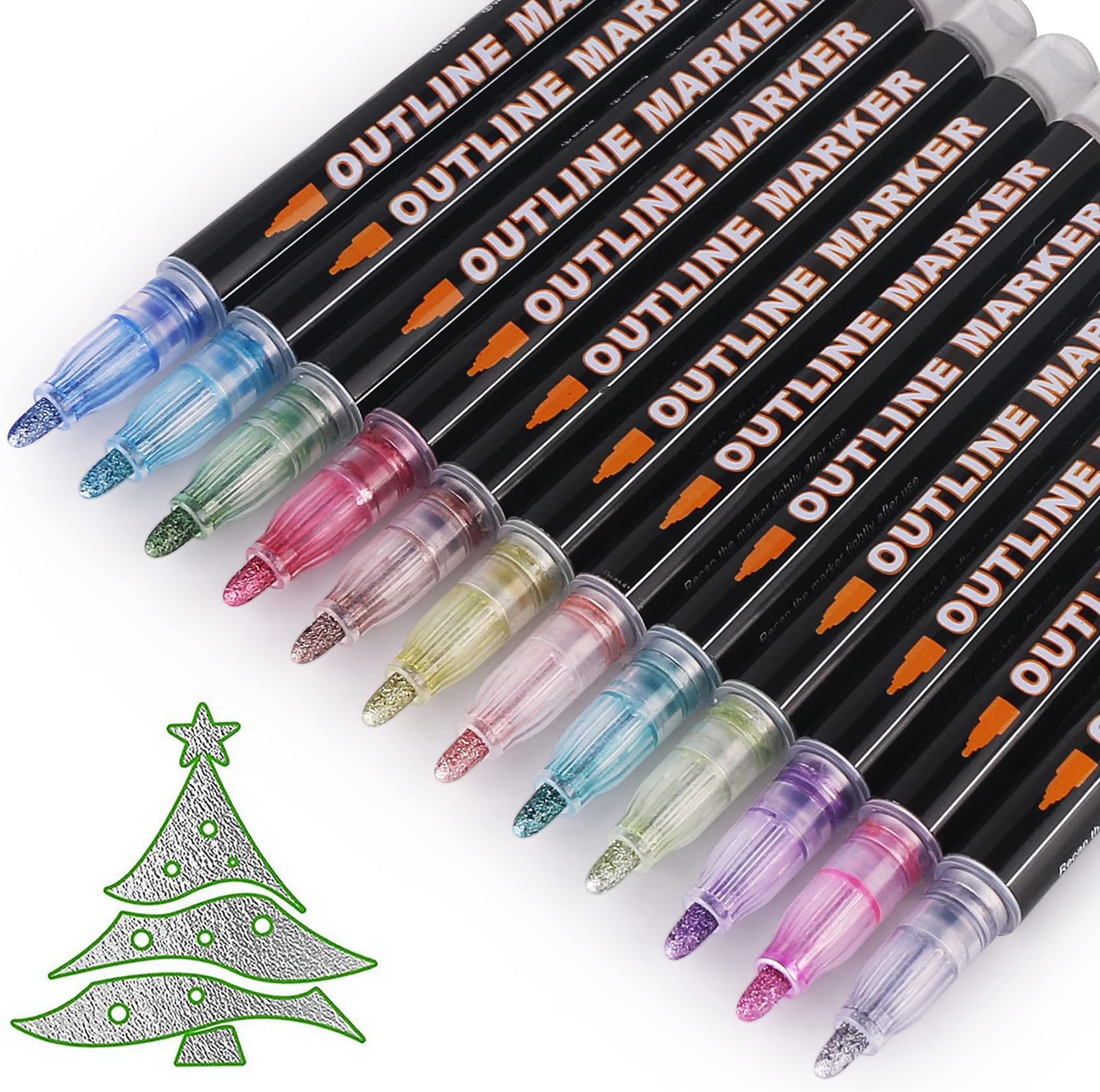 AKARUED Outline Shimmer Markers Set Self Outline Metallic