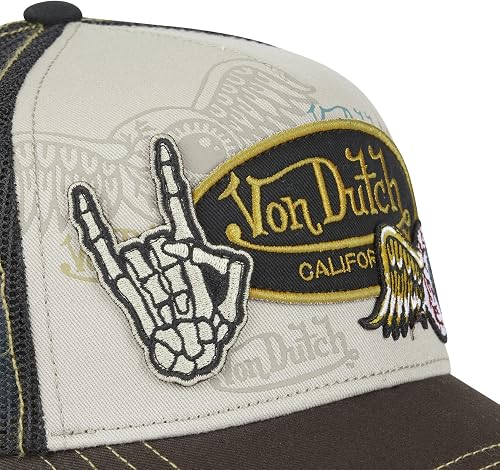 Von Dutch Men's & Women's Cap, PATCHES Trucker Cap, Adjustable, Green/Ecru/Black, One Size - 3