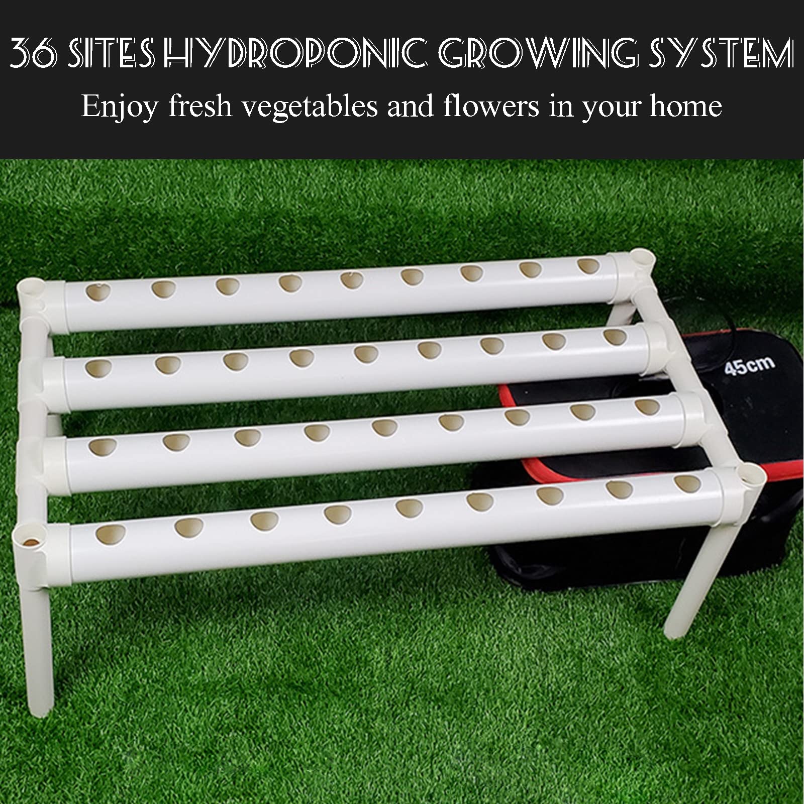 Kit De Cultivo Hidropónico 108 Agujeros 4 Tubos Hidropónico De PVC Sistema De Cultivo De Agua Plantas De Jardín para Hortalizas Lechuga Flores Frutas Verduras Sin Tierra Hidropónico