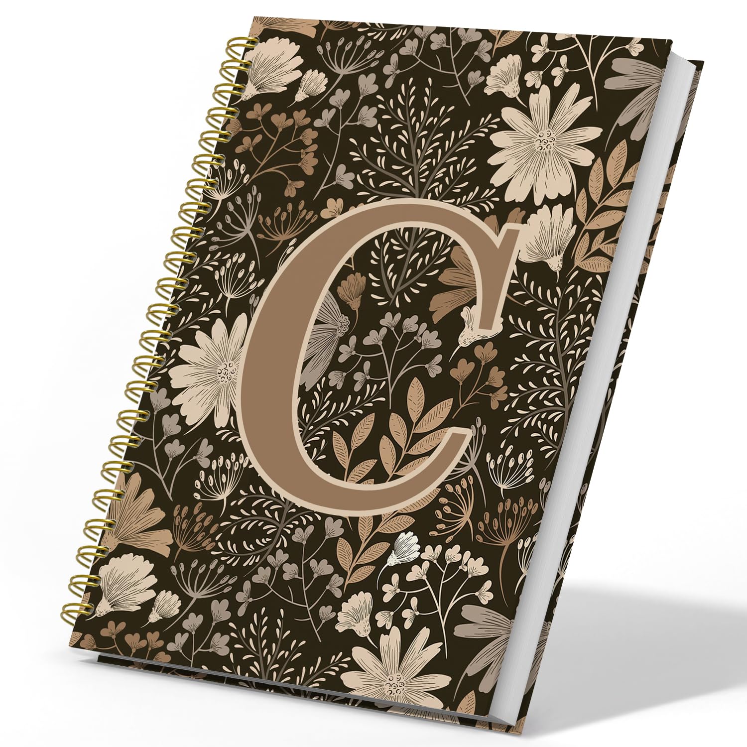 DSHFG Initial Personalized Floral Notebook Journal for Women Teen Girls School Office Supplies College, Pretty Notebooks for Bible Study Notes Daily Journal, Monogrammed Gifts for Women Journaling Notebooks, 5.5x8.3 (C)