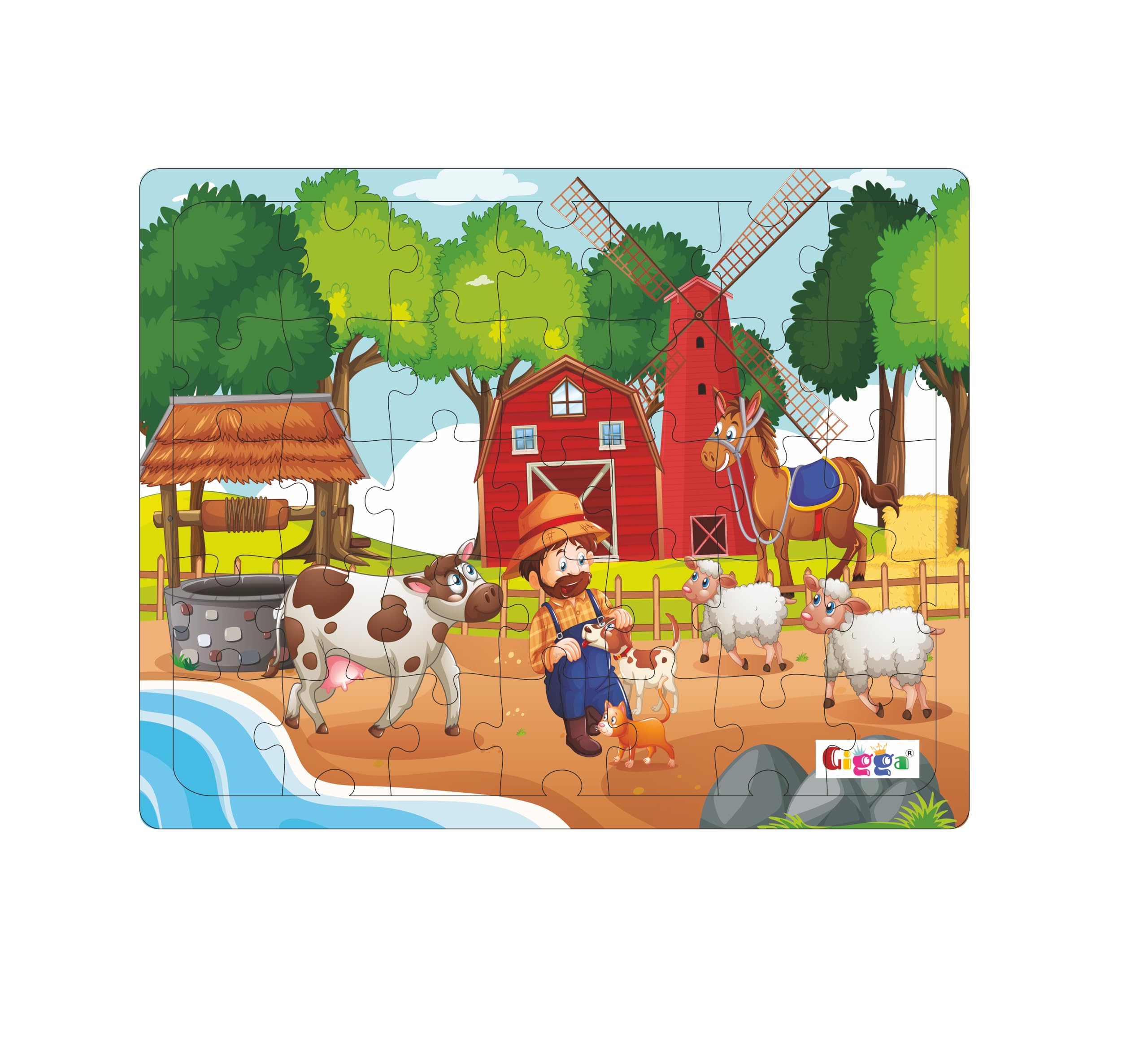 GIGGA Picture Jigsaw Puzzle for Kids | Farm House Acrylic Jigsaw Puzzle Wooden Base Puzzle | 35 Pieces | Education Learning Puzzle | Above 2 Years Kids|10 X 8 INCHES | Multicolor (B0C55B1Z2W) Amazon Price History, Amazon Price Tracker