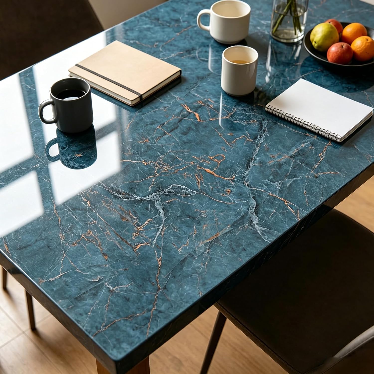 Stickyart Blue Marble Contact Paper Peel and Stick Countertops Waterproof Kitchen Marble Wallpaper Self Adhesive Cabinet Vinyl Wrap Removable Countertop Contact Paper for Desk Table Top Cover 12"x160"