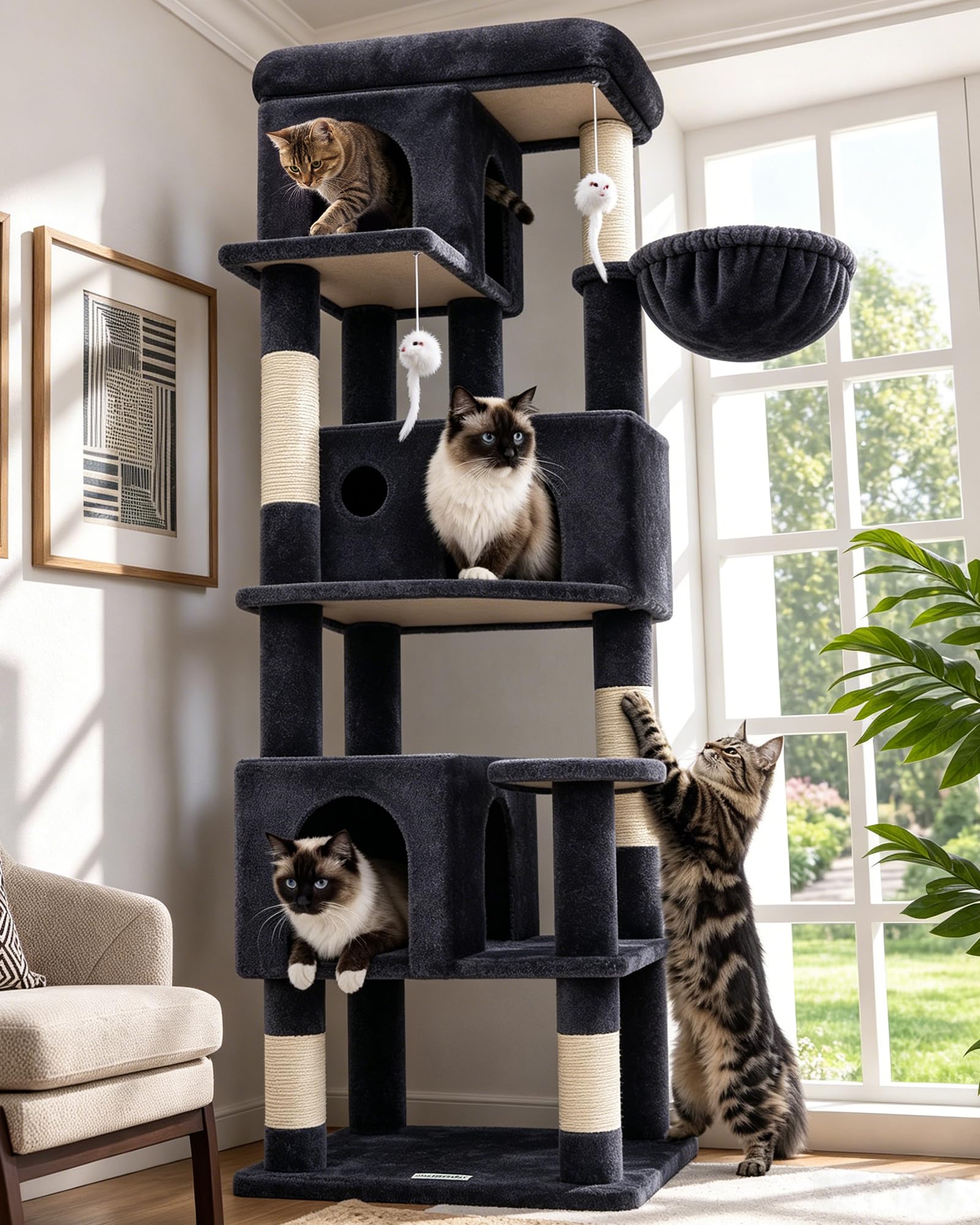 Globlazer Kratzbaum Ecke für Erwachsene Katzen 168 cm Stabil