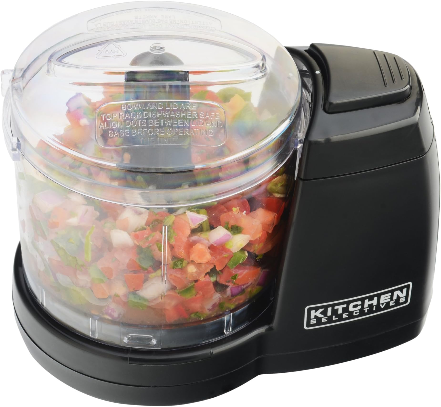 Mini Chopper by Select Brands - Mini Electric Food Chopper for Kitchen Appliances - Features Dishwasher-Safe Parts - Chops, Minces & Dices - 1-1/2 Cups, Black