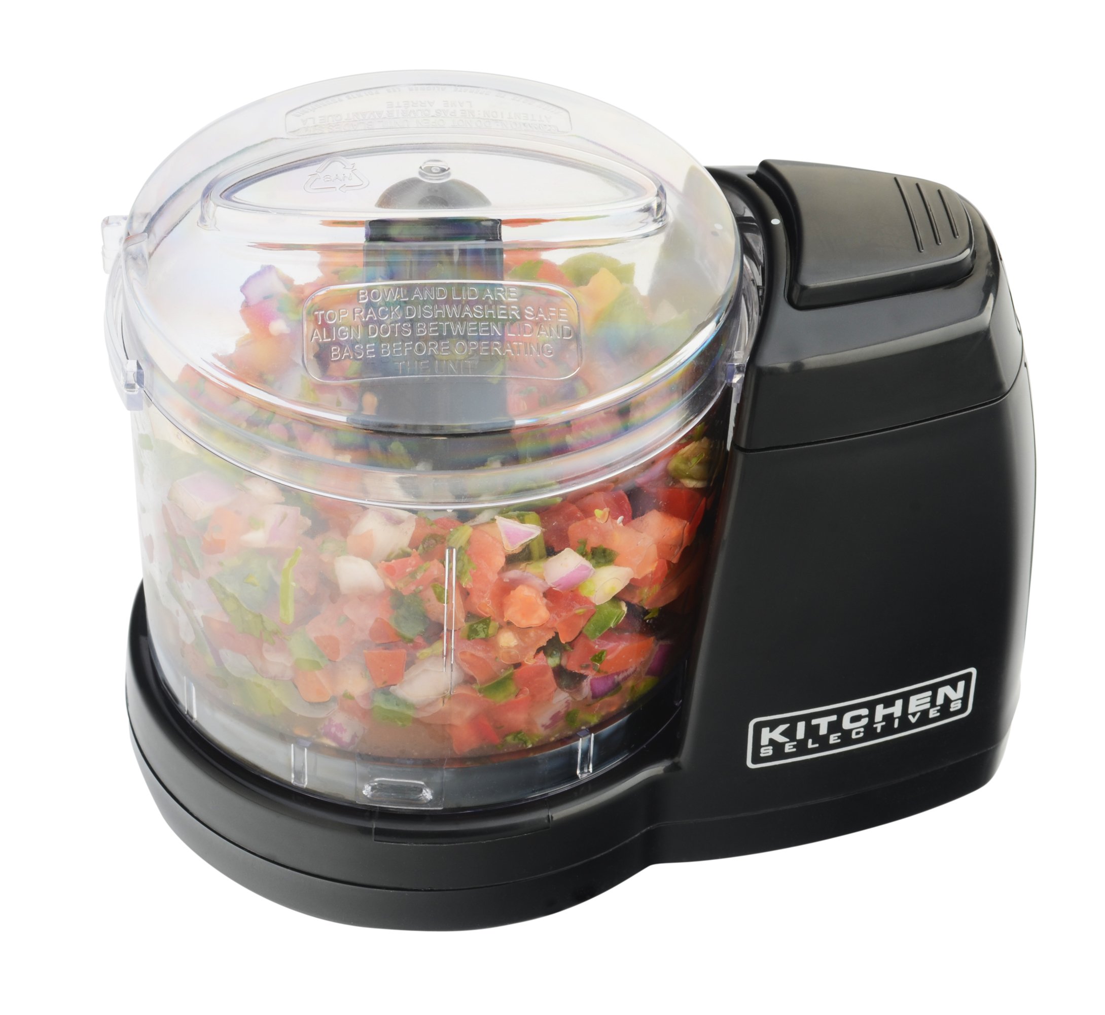 Mini Chopper by Select Brands - Mini Electric Food Chopper for Kitchen Appliances - Features Dishwasher-Safe Parts - Chops, Minces & Dices - 1-1/2 Cups, Black