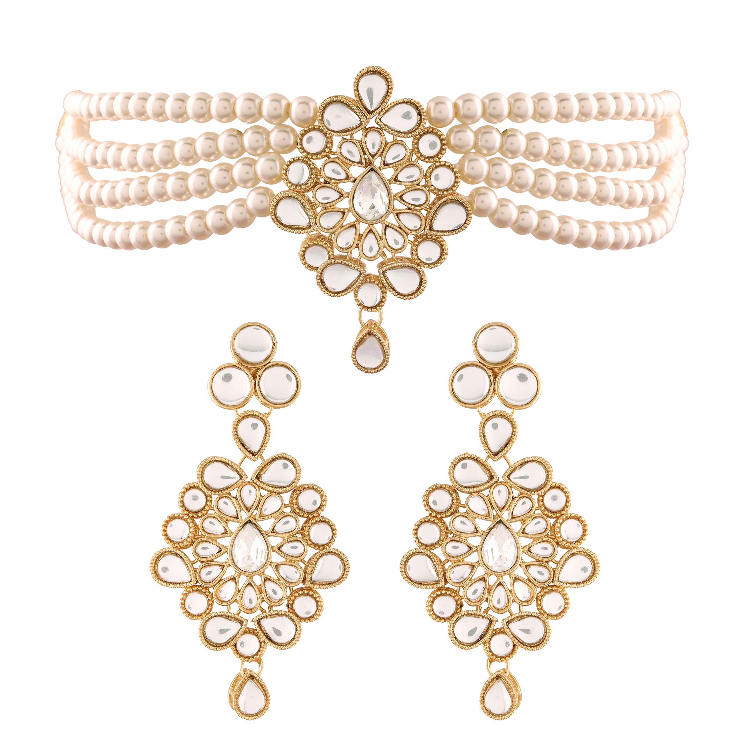 I Jewels 18K Gold Plated Traditional Kundan with Beads Choker Necklace Jewellery Set for Women/Girls (ML268W) (B0917938RF) Amazon Price History, Amazon Price Tracker
